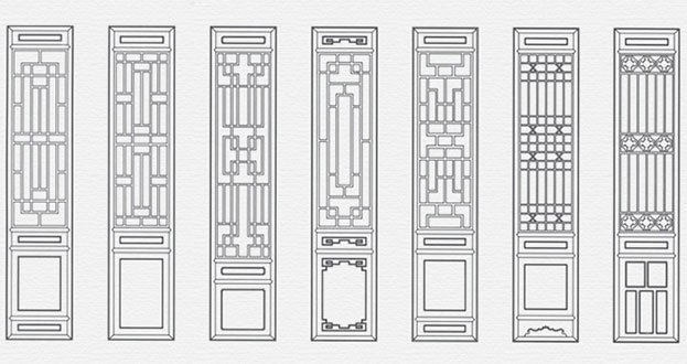 景东常用中式仿古花窗图案隔断设计图